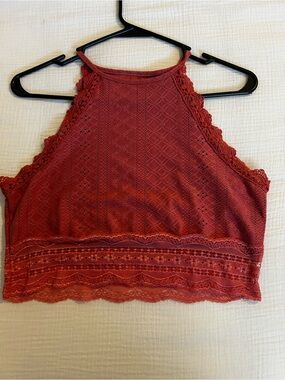 SHEIN Lace Eyelet Blouse in Rose Mauve